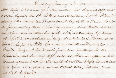 15 January 1880 journal entry